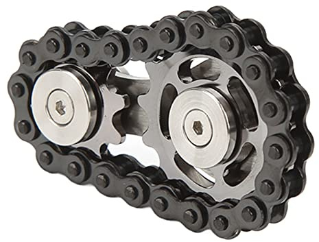Changor Sensorisches Spielzeug zum Stressabbau, Fahrradketten mit Fingerspitzen, Edelstahl, mechanisch abnehmbar, für Zuhause(Silber schwarz)