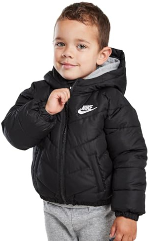 NIKE Kids Padded Jacket Core Just Do It Full Zip Hooded Coat Black 86K082 023 New (as8, age, 3_years, 4_years, regular)
