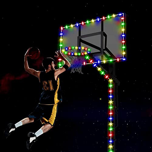 Bexdug Basketballkorb Licht,Basketball Rim und Backboard LED-Leuchten | Bunte LED-Streifenlichter für Heimbasketballplätze, Parks, Pools, Schule