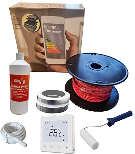 Nassboards Pro Elite Loose Cable Electric Underfloor Heating System 200w - Touch Screen, Wifi, Smart Thermostat with Installation Kit & Instructions for Carpet, Tiles, Laminate, Wood, Concrete