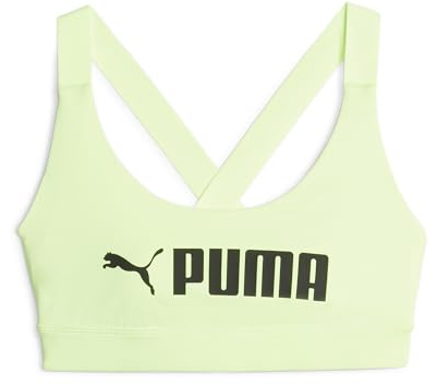 PUMA Damen Mid Impact Fit Bra Unterwäsche-Oberteil, Speed Green schwarz, L
