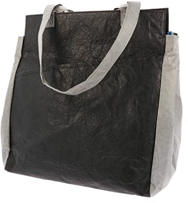 More Than Hip Fiona Shopper Vegan - Schwarz/Grau - Starke und Leichte Tragetasche mit Reißverschluss Einkaufstasche Markttasche Handtasche