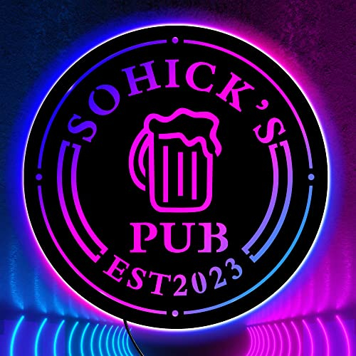 Personalisierte LED-Pub-Neonschild-Wandleuchte, Neonschild, anpassbare Holzwanddekoration, Farbwechsel, leuchten an der Wand befestigtes Weihnachtsnachtlicht für Bar-Club-Geschäft