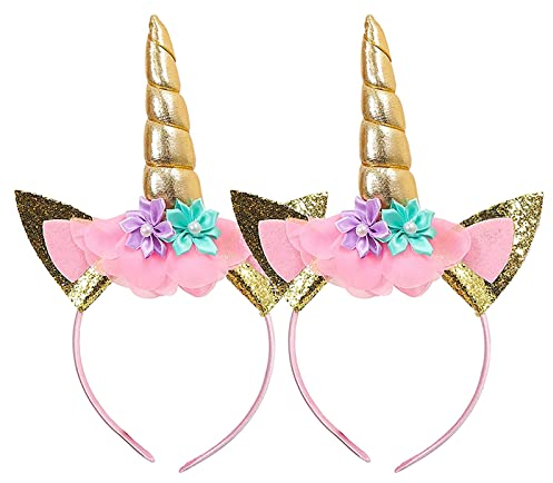GERUI Haarreifen, Baby Haarband,Haarschmuck für Ostern Geburtstag Birthday Party Karneval, Head Accessoires Party Dekoration (Gold-2)
