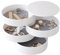 Schmuckkästchen Mädchen Schmuckaufbewahrung Schmuck Organizers, 4 Ebenen Drehbar Schmuckkästchen Klein, Innenfutter aus Samt, Schmuckkasten für Ringe, Ohrringe,Halsketten und Uhren (Weiß)