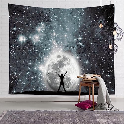 Wandteppich Retro Grey Moon Wandtuch Art Wall Wandteppich Aesthetic for Bedroom Living Room Tapestry Wand Teppiche Wall Home Decor Wandbehang (100x75cm)