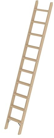 PROREGAL Stufen-Anlegeleiter Holz ohne Traverse | 10 Stufen | Leiter, Teleskopleiter, Trittleiter, Bockleiter, Sprossen-Doppelleiter