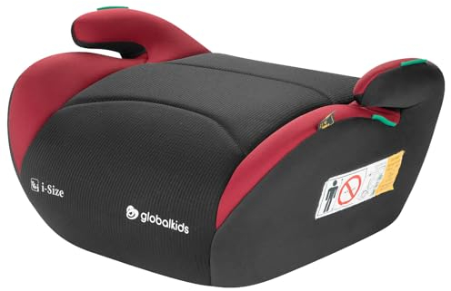 globakids I-Size Booster Car Seat - 125-150cm,Child Booster Seat,Comfortable, Compact & Lightweight,Portable Car Seats for Kids,ECE R129,Red Black