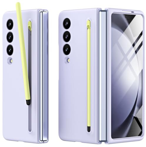 Miimall Coque pour Coque Samsung Z Fold 3 avec Stylet + Protection d'écran Avant + Fente Automatique à Ressort pour Stylo, Étui de Protection Ultra-Fin pour Samsung Galaxy Z Fold 3 (Violet)
