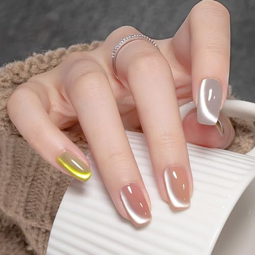 MIZHSE Cat Eye Gel Nail Polish Set 4 Colors Magnetic 9D Holographic Glitter Gel Polish with Magnet Soak Off UV LED Kit for Home DIY Manicure Salon