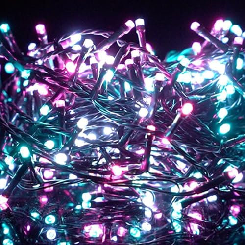 OXYN Lampadine Luci LED Natale 8 Giochi Luce 240V Colore Bianco Rosa Azzurro Filo Verde Lampada Casa Albero Decorazioni Natalizie Matrimonio Feste Party Nozze Presepe Esterni Interni (1000 LED 55m)