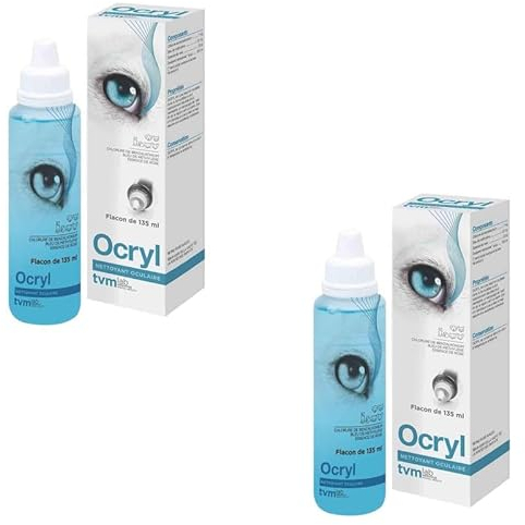 TVM Ocryl collyre | 2 x 135 ML | Produit d'hygiène oculaire pour Chiens, Chats, Chevaux et Animaux Exotiques | Peut être utile pour éliminer la poussière et Les Corps étrangers