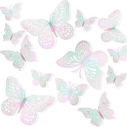 Schmetterling Deko Set, 24 Stück, Wandtattoo & Tortendeko für Kinderzimmer & Geburtstag