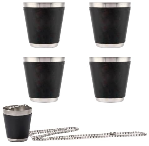 Goiern 4 Stück Schnapsgläser mit kette, Schnapsgläser zum Umhängen Team Braut und Bachelorette Party Cups, 30ml Edelstahl Becher zum Umhängen