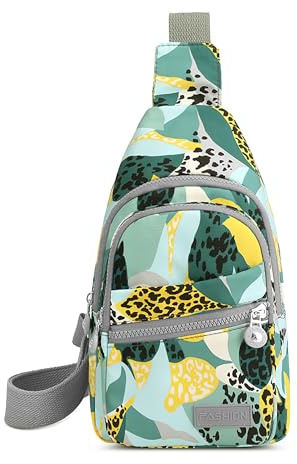 FOLOVEYA Sac de Poitrine Femme Sacs Bandoulière Imperméable Petit Sacs à Dos Polyester Sling Bag Léger Crossbody Bag pour Voyage Randonnée Camping Excursion Cyclisme Modèle F