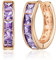 Linawe Hoop Earrings Rose Gold, Purple Earrings for Women Trendy, Amethyst Cubic Zirconia Rhinestone Helix Small Hoop Huggie Earrings
