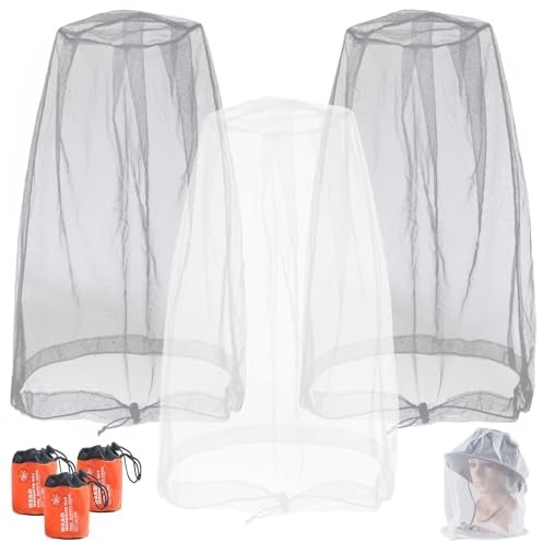 Moskitonetz Kopf Mückennetz Kopfnetz Head Net für No Bite Insektenschutz Outdoor Moskito (3 Stück)