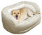 BNCKTRD Hoher Rand Hundebett Grosse Hunde, Beruhigendes Hundesofa 100x70cm Hundebetten Ovales Anti-Angst Haustierbett mit Stützender Schaumstoff und weiche Baumwolle hundebett Beige