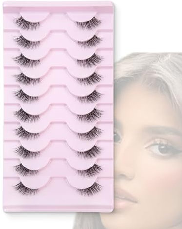10 Paires Demi Faux Cils Bande Transparente 3D Faux Cils Naturel Half Lashes Oeil de chat Reutilisable Fake EyeLashes