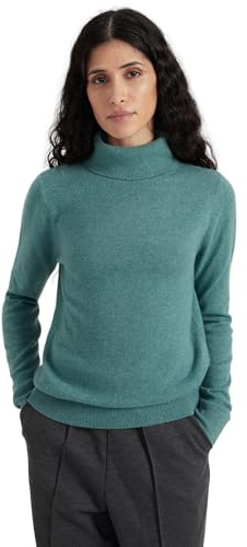 Style & Republic Damen Rollkragenpullover aus 100% Kaschmir, Slim-Fit-Passform, stilvoller Premium-Cashmere-Strickpullover für Herbst und Winter, grün S