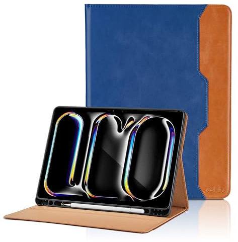 Funda para iPad Pro M5 2025 11 Pulgadas/iPad Pro 11 Pulgadas M4 2024 PU Cuero Flip Carcasa con Bolsillo y Soporte para bolígrafo Múltiple Ángulo Soporte Cubierta con Supporto Funzione, Azul