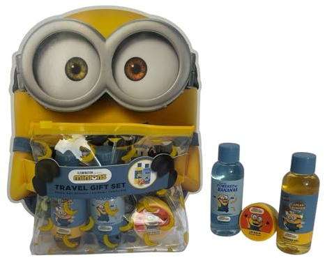 Minions Reise-Set für Kinder, 3-teilig: Shampoo 60 ml, Duschgel 60 ml, Lippenbalsam 10 g