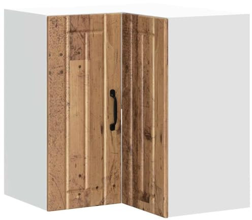 vidaXL Küchen-Eckhängeschrank Lucca Altholz-Optik Holzwerkstoff, Eckhängeschrank für Küche, Küche Wandschrank, Küchen-Eckschrank Hängend