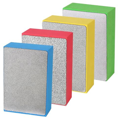 4PCS Hand Diamond Polishing Pads, Tile Polishing Pads, Glass Polishing Kit for Porcelain, Concrete Stone, Granite Marble Ceramic Grinding Trimming 60#, 100#, 200#, 400#