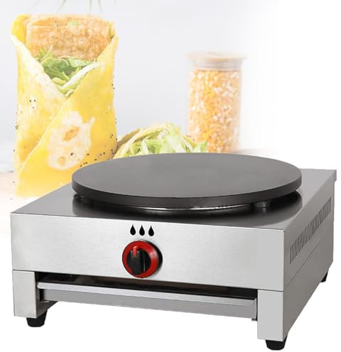 Crêpière commerciale avec plaques en fonte de 40 cm – Machine professionnelle pour crêpes et crêpes pour œufs, omelettes, hamburgers – Kit de fabrication facile de crêpes