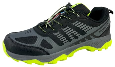 Dvina Sneaker Trekkingschuhe Outdoor Schuhe Freizeit Schnürer Wanderschuhe SD6337 2.Schwarz/Grau/Neon Grün 44