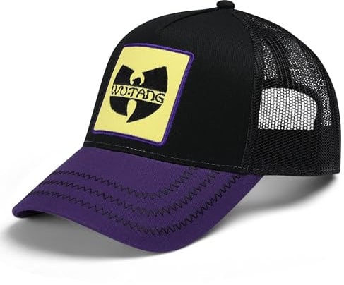 Amplified Trucker Baseballkappe mit verstellbarem Snapback-Verschluss, Atmungsaktiv - Wu-Tang Clan, Schwarz-Lila-gelb