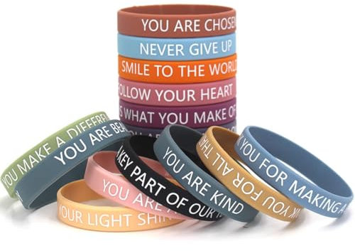 12 Pezzi Braccialetti Motivazionali in Silicone 20,3 cm Braccialetti Colorati con Scritta Braccialetti di Gomma Ispirati Regali di Ispirazione per Collega Donna Uomo Festa Natale