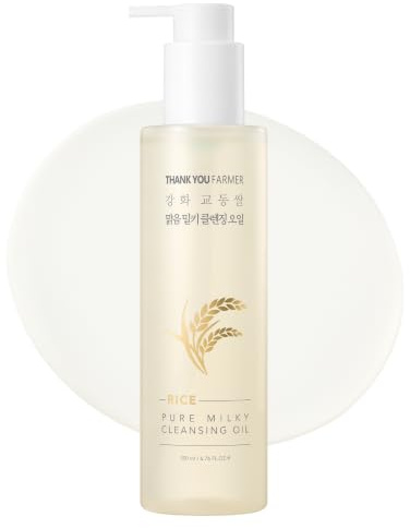 THANKYOU FARMER Rice Pure Milky Cleansing Oil 6.76 Fl oz (200ml) - Korean Cleansing Oil For Face, Non Comedogenic, Blackhead Pore Sebum Cleanser
