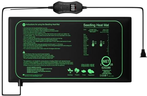 Jooehyer Tapis Chauffant pour Semis 50 W avec Thermostat avec Réglage de la Température de 5 ℃ à 42 ℃ pour la Croissance des Plantes, Prise UE pour la Germination