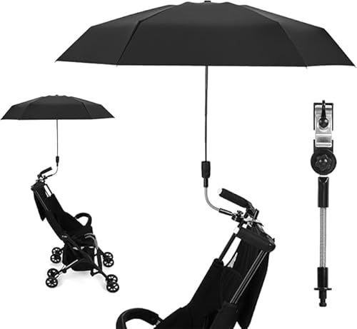 Sombrilla Carro Bebe Universal con Protección UV50+ Sombrilla Carrito Bebe Diámetro 90CM con Abrazadera de Fijación para Cochecito y Silla