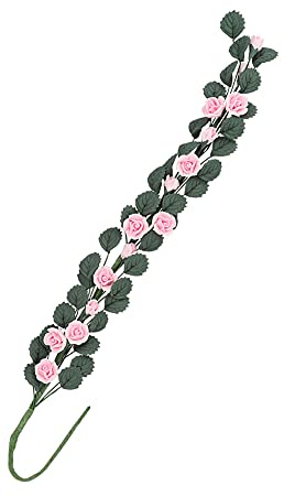 Riuulity Mini Chevalet à Cordes Roses pour Maison de Poupée 1:12, Long Bouquet Décoratif pour Scène de Jardin de Rêve, Matériau en Résine (Rose Rose)
