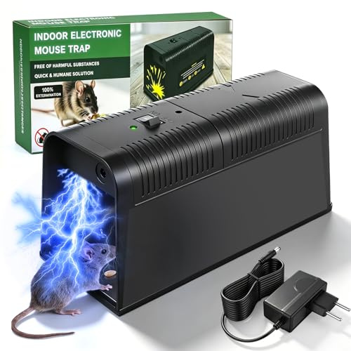 Rattenfalle Elektrisch Outdoor - 5000V Mausefalle Elektrisch Wiederverwendbare - Schnell Tötende Elektrische Rattenfalle mit Netzadapter Duale Stromversorgung - Rattenfallen für Zuhause Garage Küche
