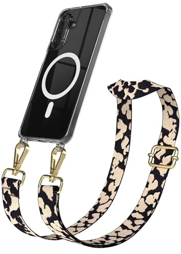 EAZY CASE Handykette - Verstellbares Taschenband kompatibel mit Galaxy A17, Schulterriemen, Handykordel mit Silikon Hülle, Qi Charging kompatibel, Umhängetasche, Taupe Camouflage Gold