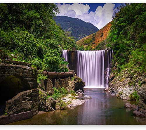 murando Fotomurales autoadhesivo Paisaje 392x280 cm Papel Pintado Decoración de Pared Murales Pegatina decorativos adhesivos 3d moderna de Diseno Fotográfico Naturaleza Cascada Tropical c-B-0345-a-a