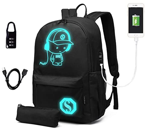 KONO Rucksack Schulrucksack Daypack Polyester Casual Cityrucksack für Universität Outdoor Freizeit Unisex (Schwarz), E6879 BK, M