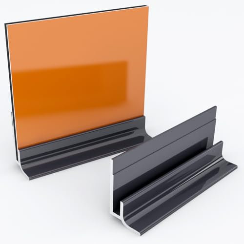 Kerabad Aluminium Profilsystem für 3mm Platten - 2 Meter - Alu-Profil für Duschrückwand Küchenrückwand - Sockelprofil anthrazit