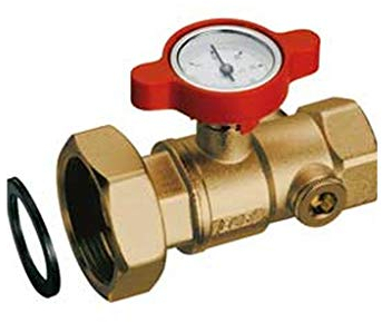 3045 1R Gelbes Thermometer 1manueller Kugelhahn roter Griff FAR