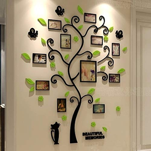 Lizp 3D Kristall Dreidimensional Fotorahmen Wandtattoo Acryl Kätzchen Bilderrahmen Wand Speicherbaum Schwarz Fotorahmen Collage Für Schlafzimmer Wohnzimmer Kinderzimmer Etc