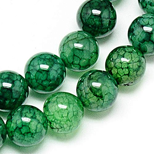 Edelstein Perlen Dragon Veins Stein 10/8/6 mm Grün Kugel Edelsteine Schmuckperlen Schmuckstein Perlenkette perlen zum auffädeln (10mm 12 Stück)