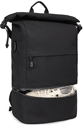 EverVanz Wasserabweisender Sportrucksack Mit Schuhfach, Fitnessstudio Rucksack Mit USB-Ladeanschluss, Schulrucksack Für 15,6-Zoll-Laptop, Tagesrucksack aus Polyester Für Reisen und Wanderungen