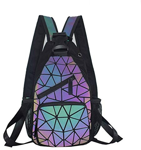 OLOEY Women Geometric Luminous Purses and Handbags Color Changing purses holographic Reflective Cross Body Bags Backpack, Mini Backpack, Traveling
