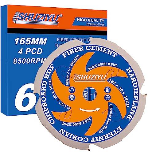 LSHUZIYU 165mm-4PCD, Centre hole 20mm, Polycrystalline Diamond Tipped 4 PCD, Hardie blade, Fiber Cement Board Circular Saw Blade