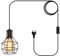 Industrielle Hängelampe mit Stecker Retro Pendellampe Metall Käfig Hängeleuchte Schwarz Rustikale Deckenleuchte E27 Lampefassung 600cm Netzkabel für Wohnzimmer Schlafzimmer(Ohne Glühbirne)
