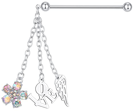 AVYRING 14G Industrial Piercing Bar Stab 38MM für Damen Herren Chirurgenstahl Anhänger Mix Stile Lange Knorpel Ohrpiercing Helix Ring Silber