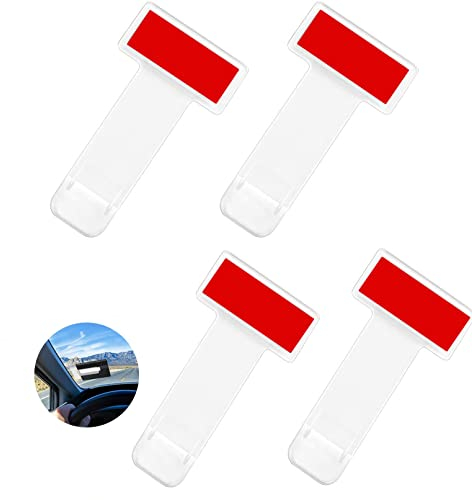 Parkscheinhalter, 4 Stück Transparent Auto Windschutzscheibe Ticket Halter, Selbstklebend Tickets Clips für die Auto Windschutzschutzscheibe für Parkausweis, Wohnmobile, Transporter, Lieferwagen